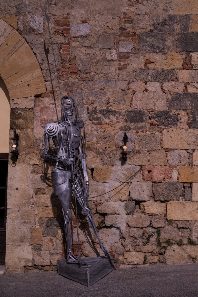 Metal statue of a knight