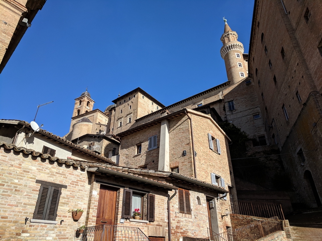 In Urbino looking up to Ducal Palace