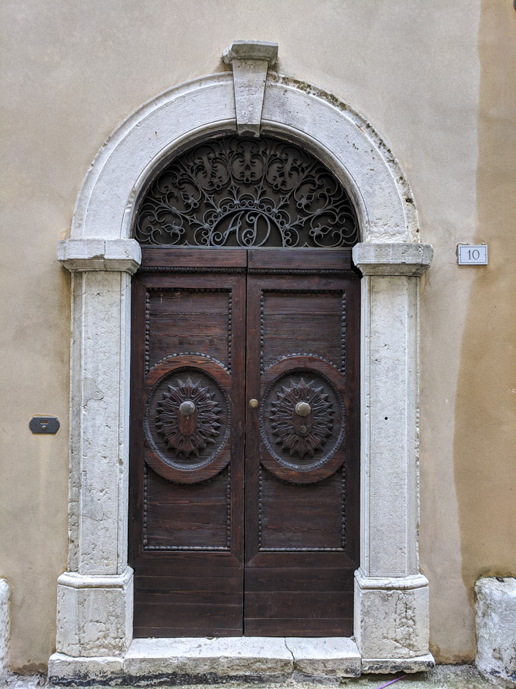 Door with "AD" in the metalwork above it