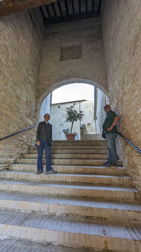 Anne and Francesco on the stairs of the Genga museum