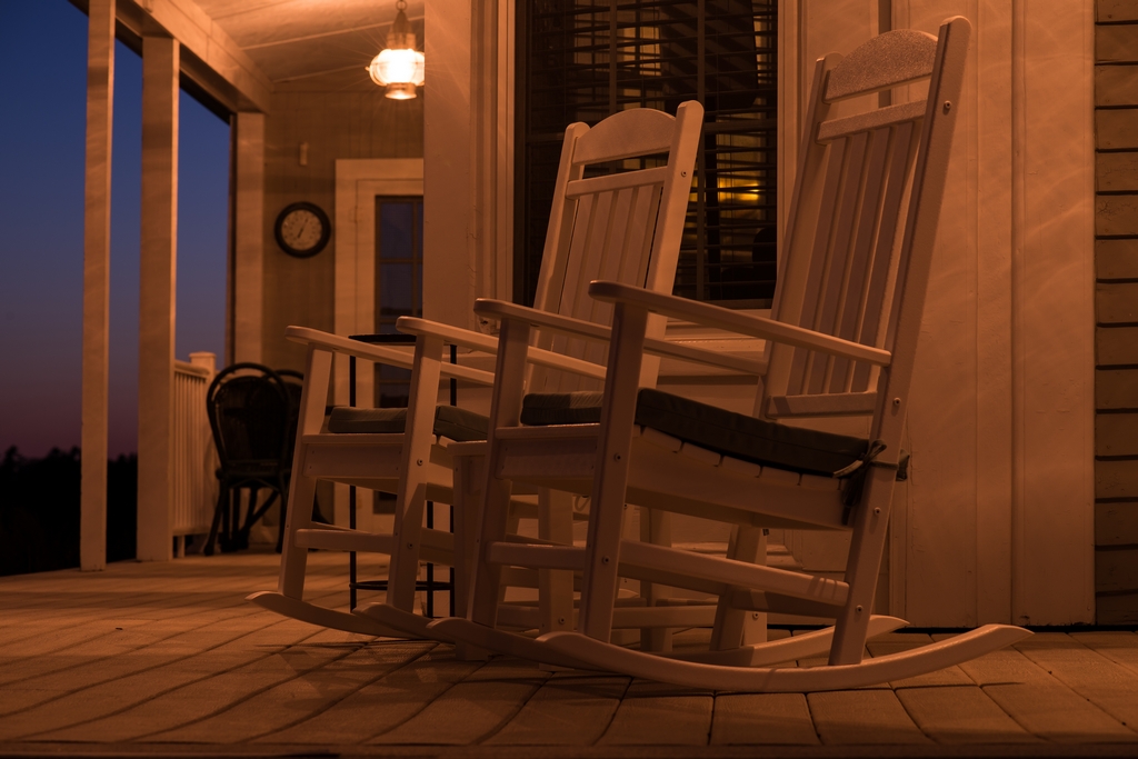 Rocking chairs on deck in the evening