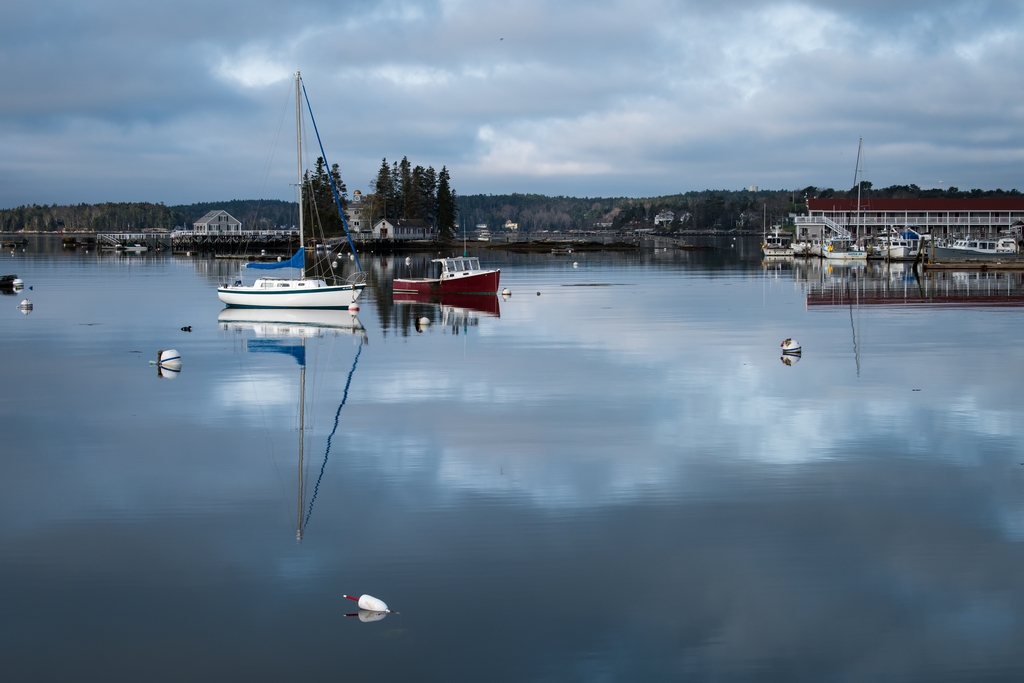Boothbay Harbor with lovely cloud reflections