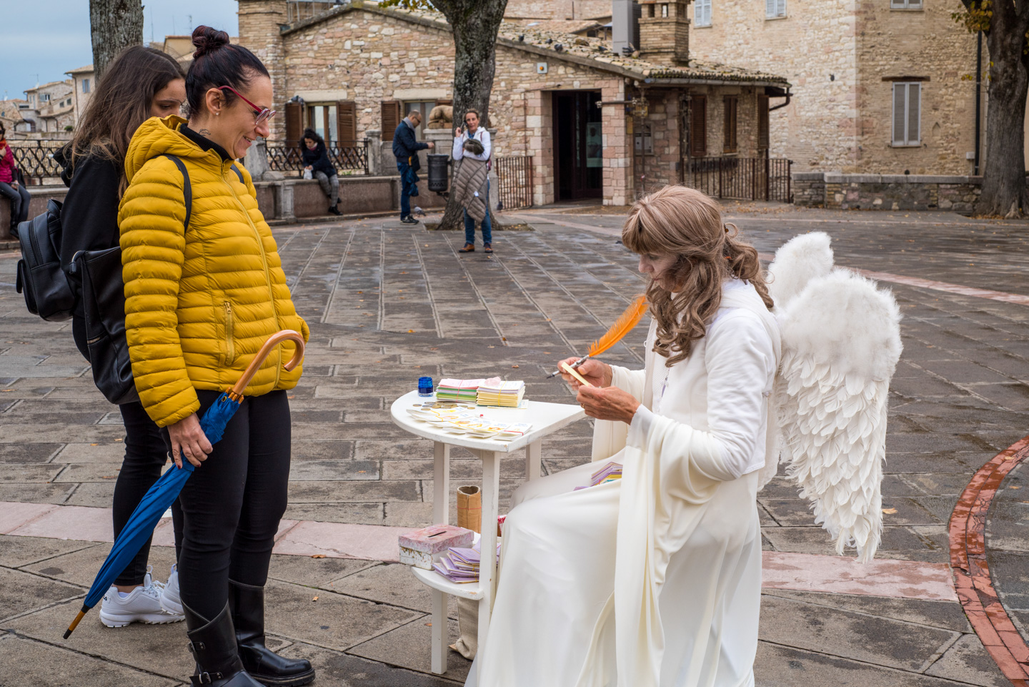 Woman dressed as an angel