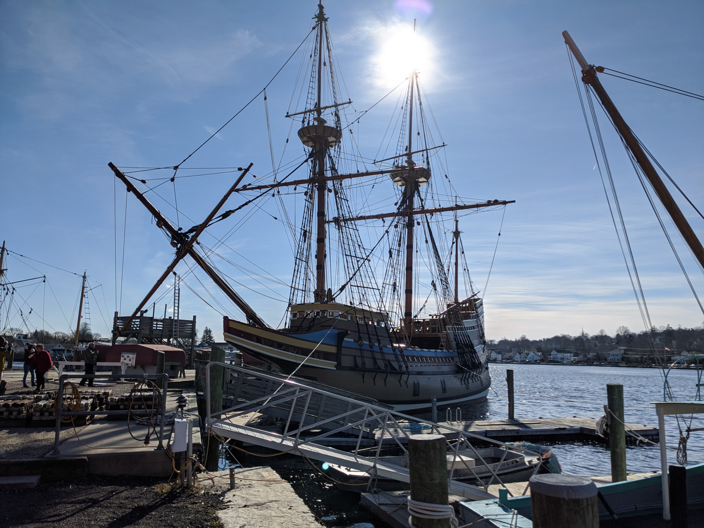 The Mayflower II in the water in Mystic CT