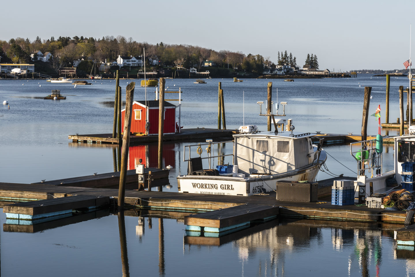 a boat names Working Girl in dock in Boothbay Harbor