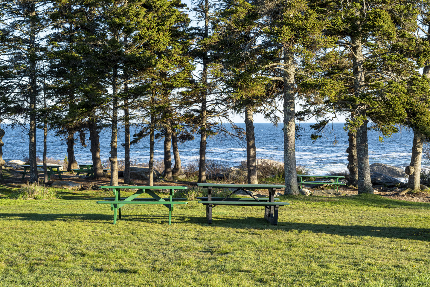 picnic benches at Pemaquid Lighthouse