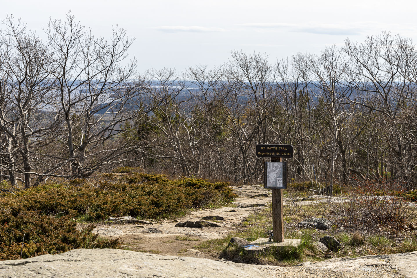 hiking trail at the top of Mount Battie, Maine