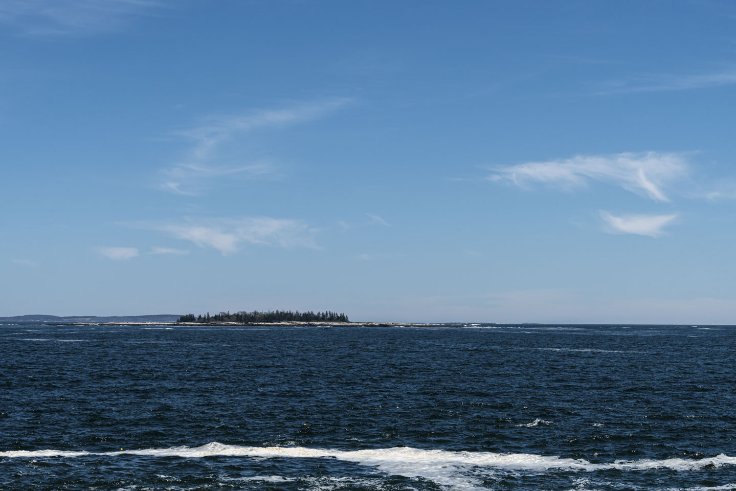 viewing an island in the water from Linekin Preserve, Maine