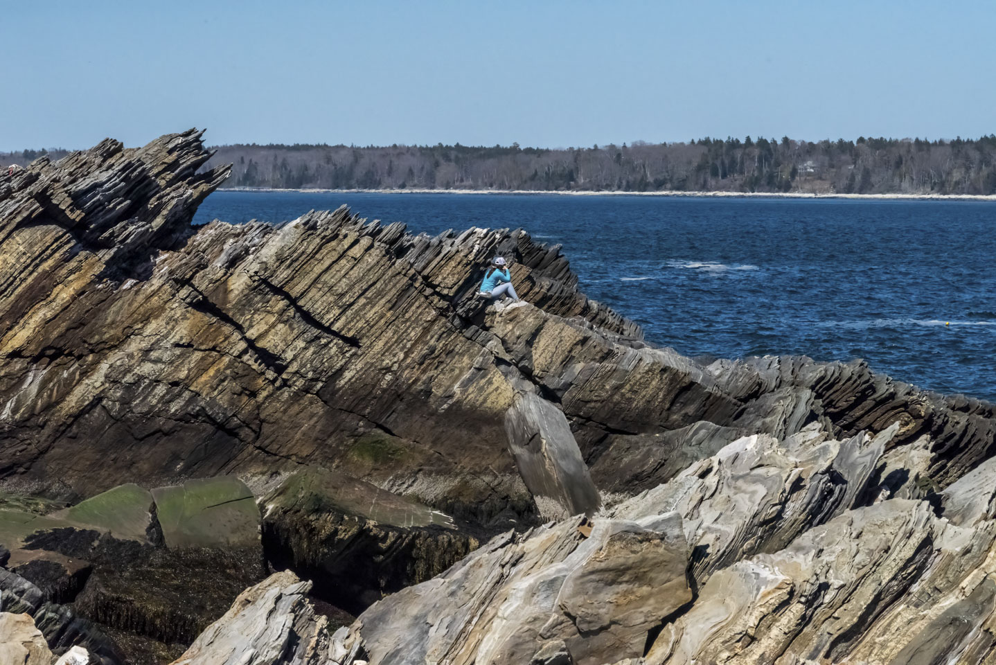 angled rocks on the Maine coast at Laverna Preserve