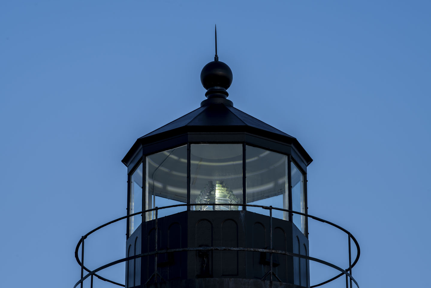 Pemaquid Lighthouse lantern room with the light on