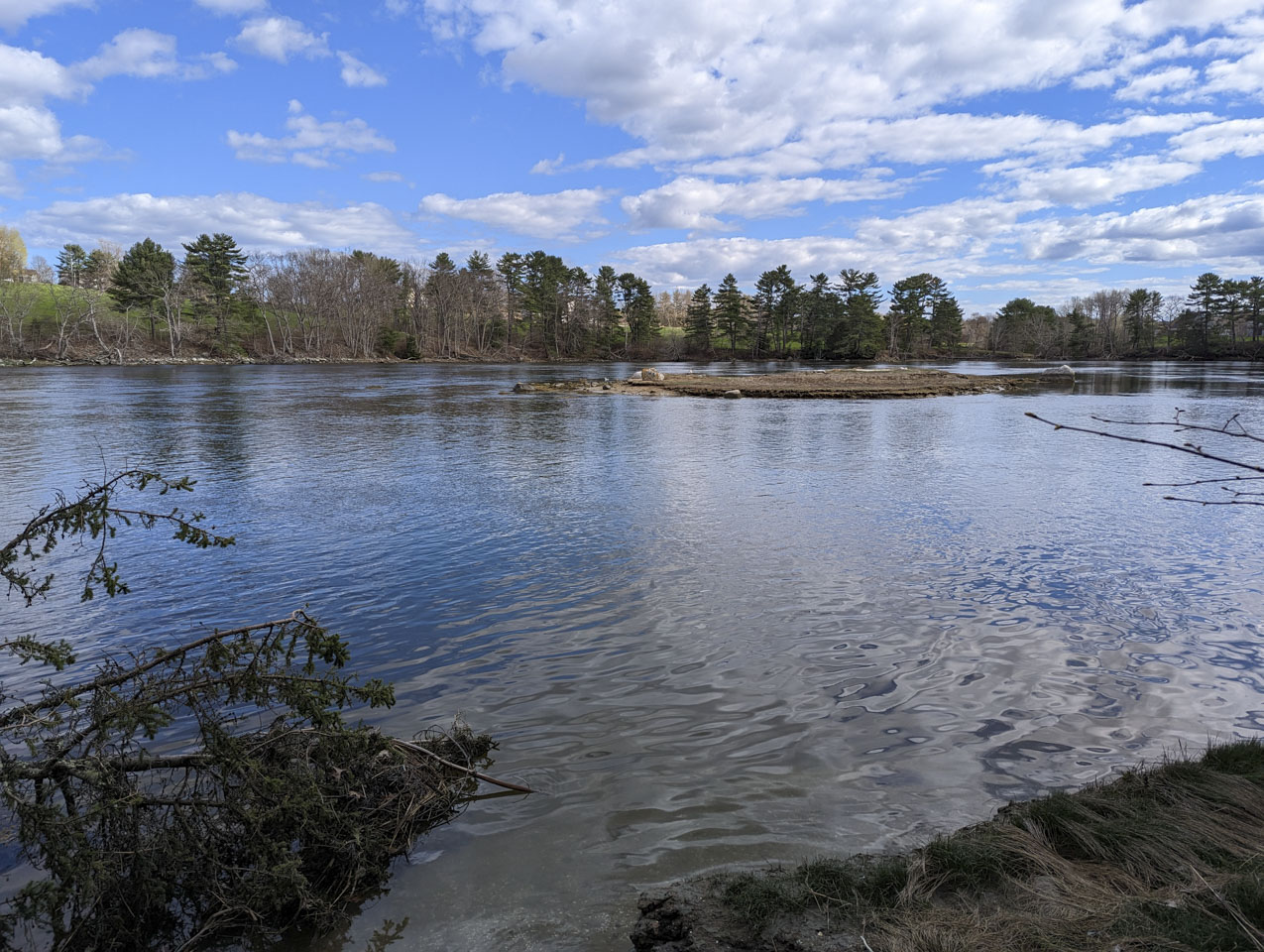 Damariscotta River, looking from Glidden Midden over to Whaleback Shell Midden and Roundtop Farm