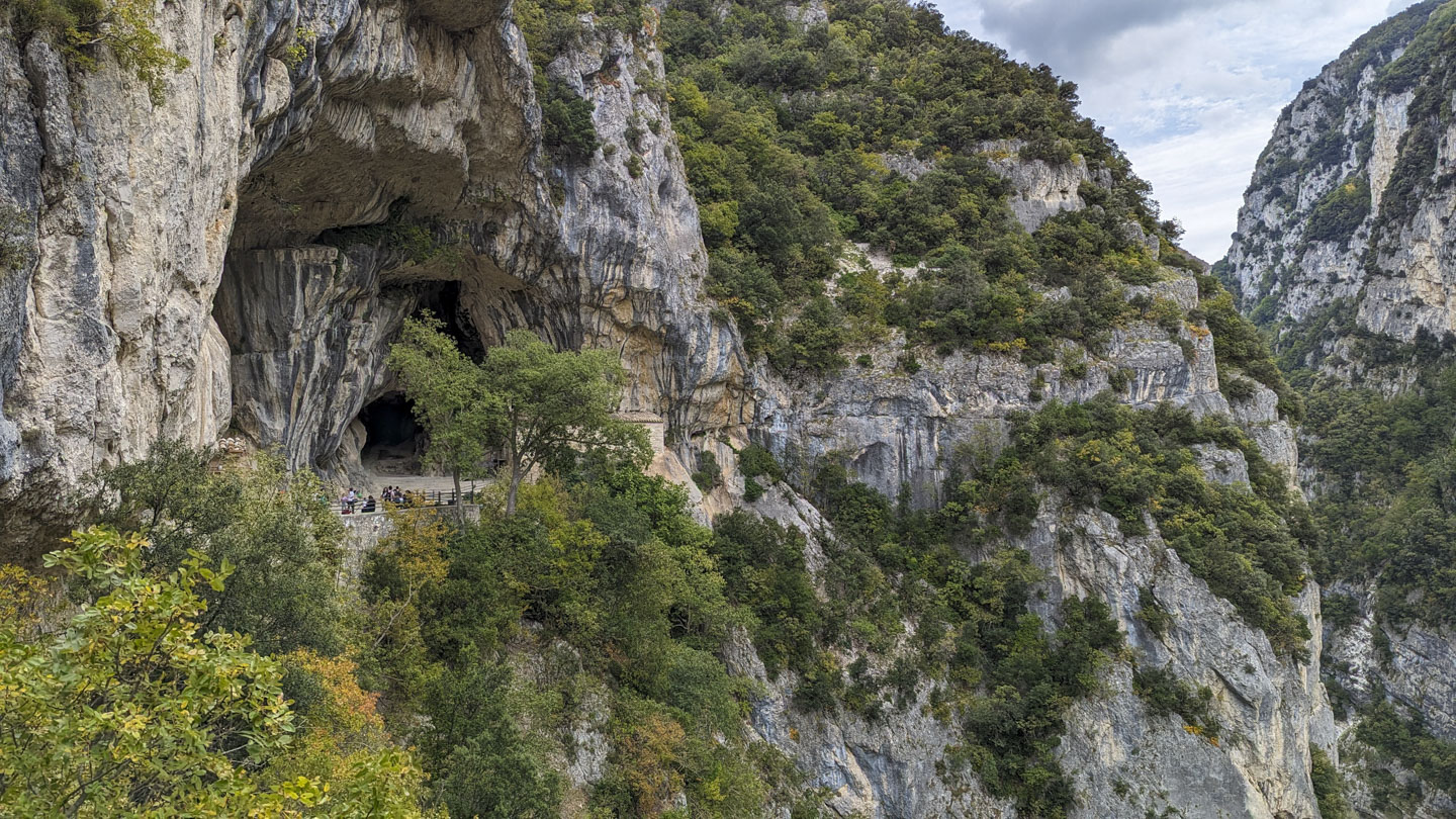 View of the santuary cave in Frasassi Gorge, Italy