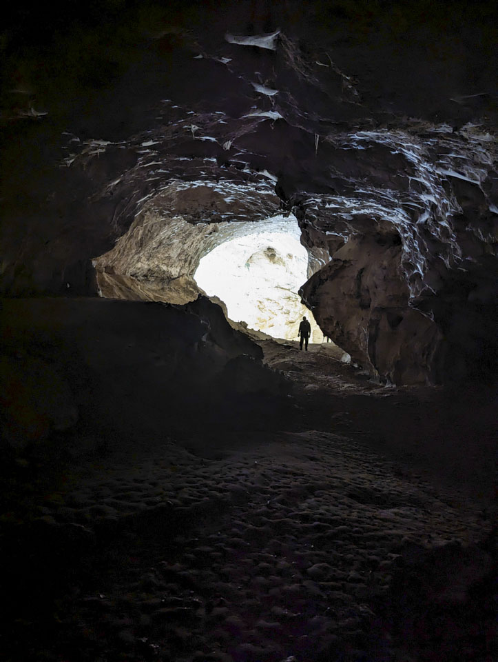 A view back out from deep within the cave