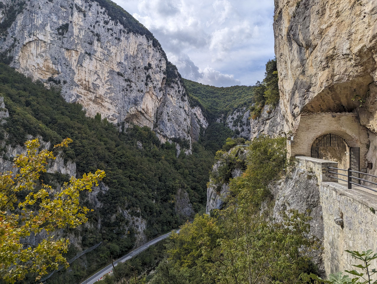 Frasassi Gorge as seen from the Tempio del Valadier
