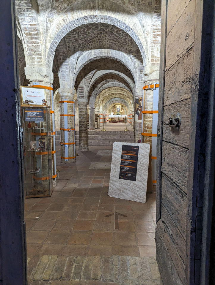 View through the door of the Chiesa St. Maria della Rocca in Offida