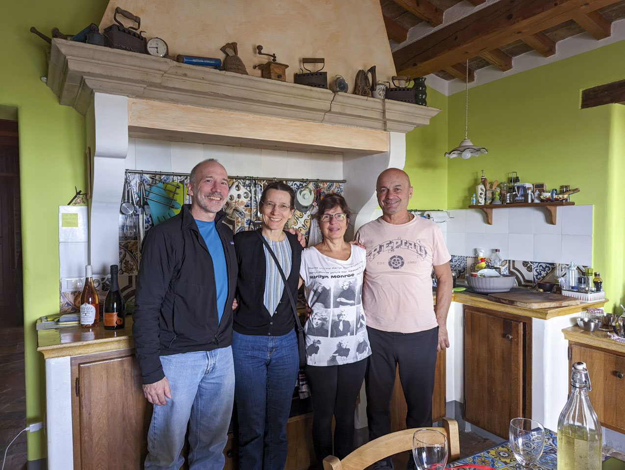 Paul, Anne, Antonella, Marciello in their kitchen