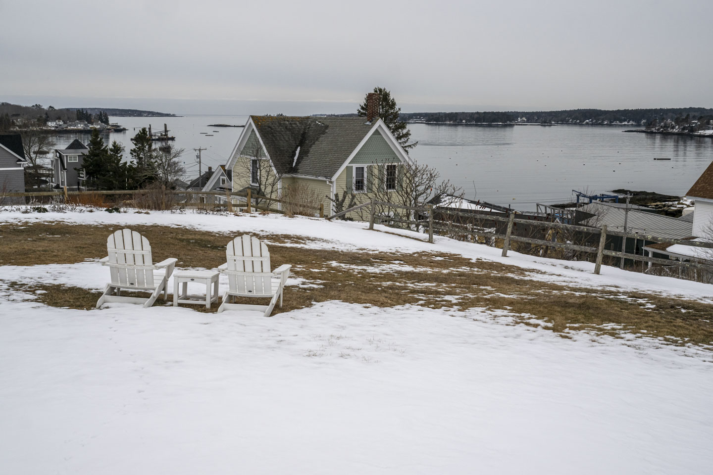 This view is at the edge of the Topside Inn lawn, towards the water.