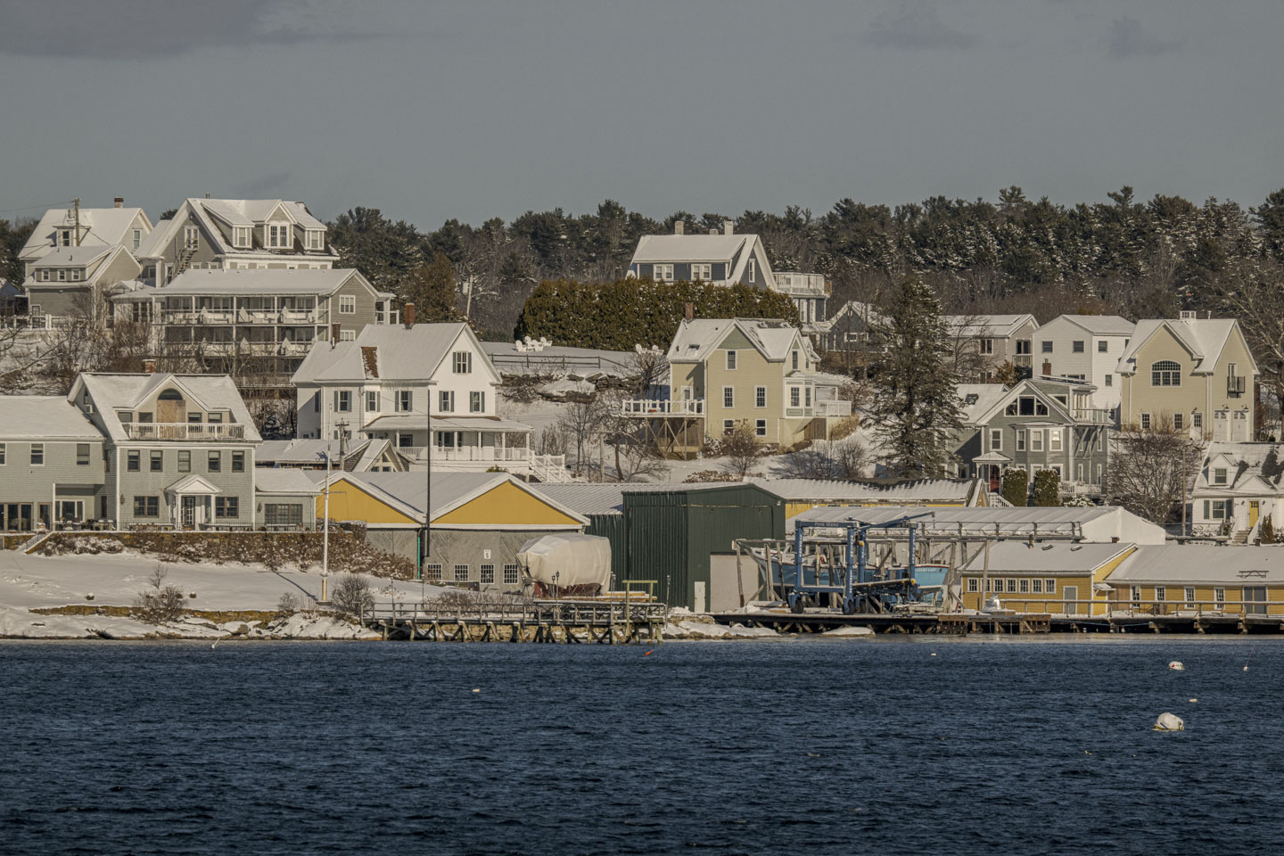 A view across the water to a hill where Topside Inn is.