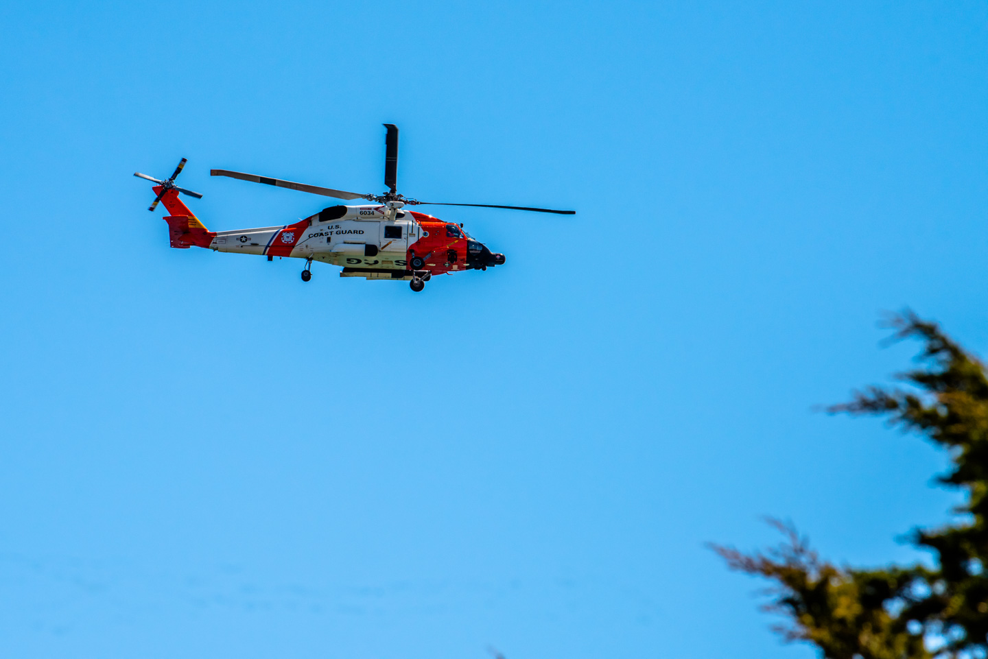 Coast Guard helicopter in flight