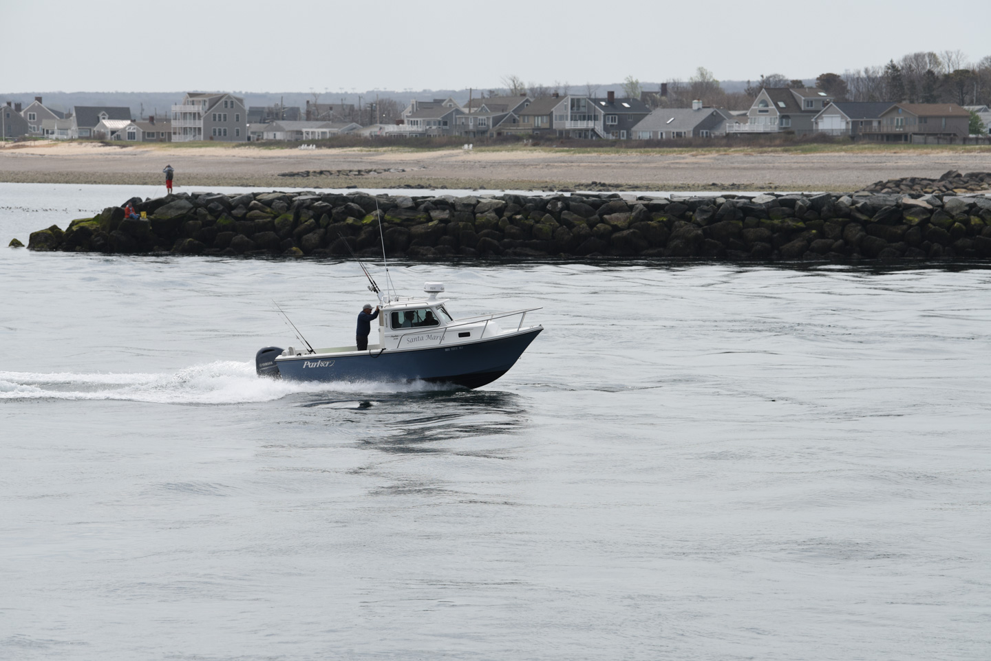 speedboat near the entrance of Cape Cod Canal